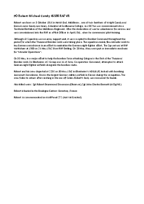 A preview of a PDF biography for Cundy, Robert Michael